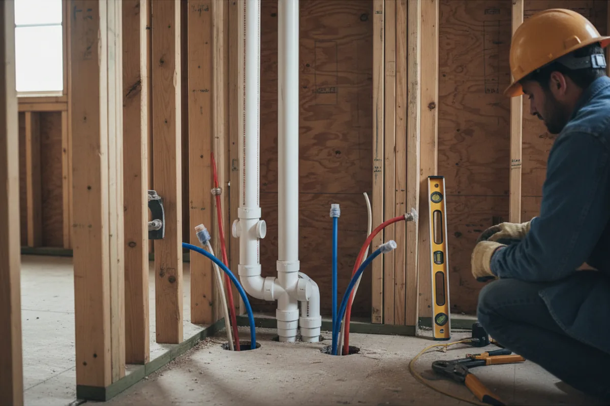 Drain and supply rough-in during Leak Detection in Adger