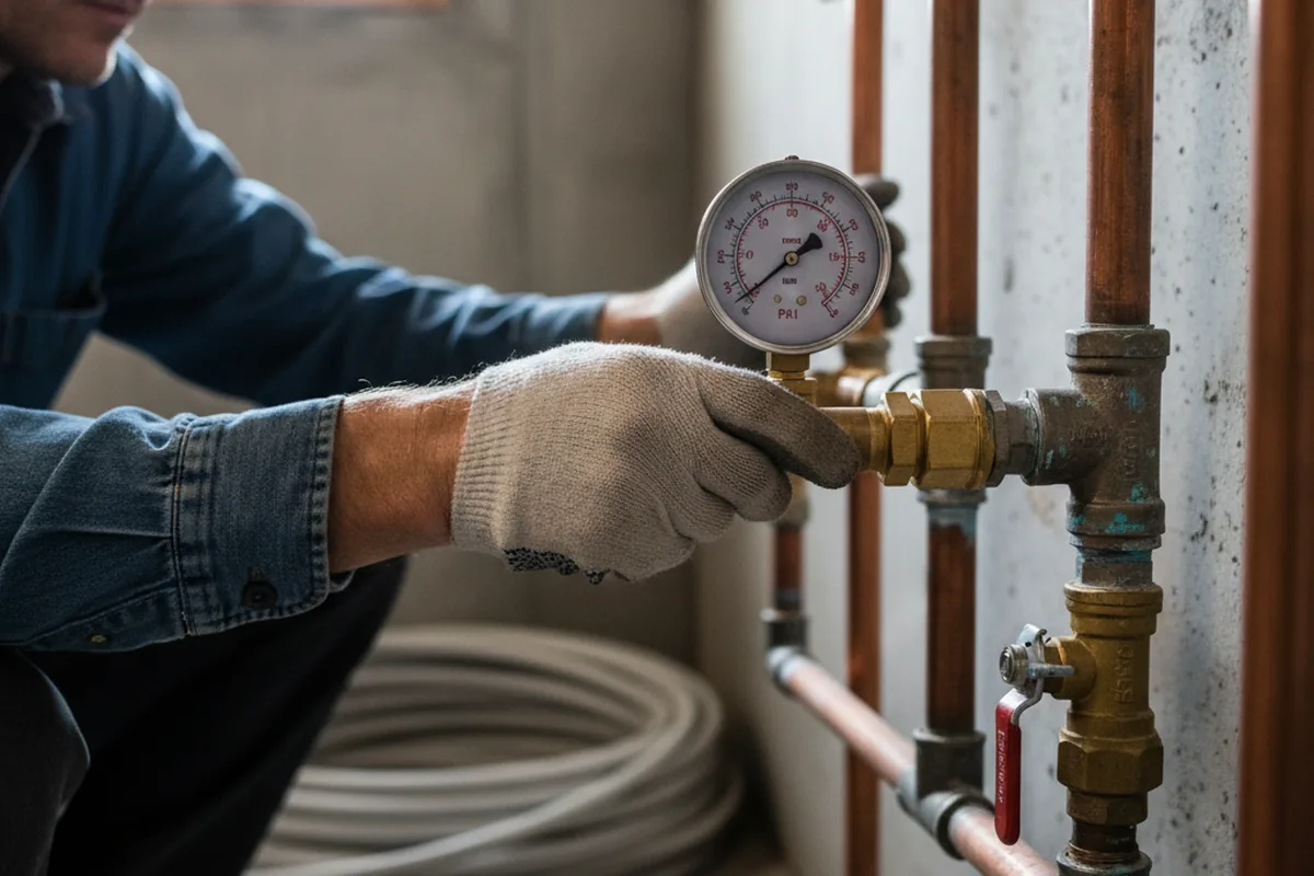 Pressure testing a repaired line during Water Line Repair in Adger